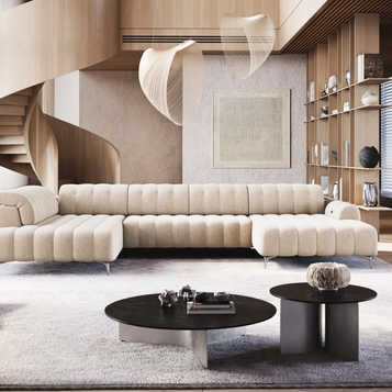 Colțar Pandora III, 290 x 221 cm, Extensie Electrică a Șezutului, Tetiere Reglabile, Design Modern Premium