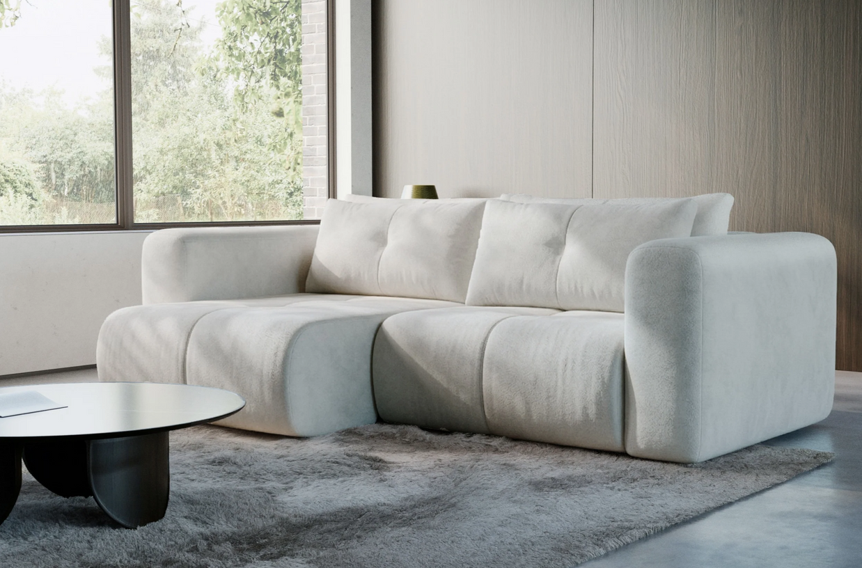 Canapea Extensibilă Nossa, 248 cm, Funcție Pat 200 x 145 cm, Ladă de Depozitare, Design Modern Premium