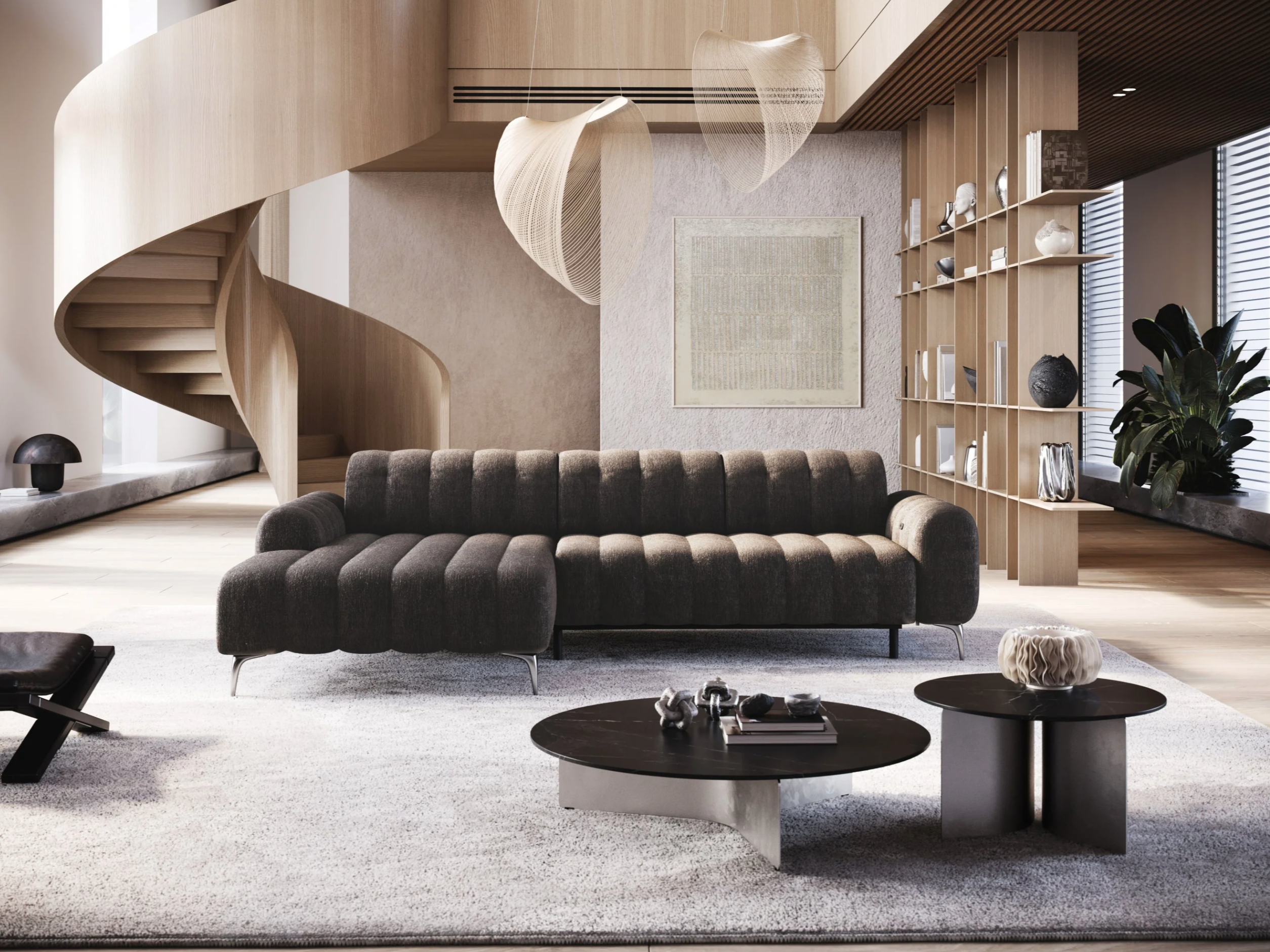 Colțar Pandora I, 283 cm, Extensie Electrică a Șezutului, Funcție Dormit 230 x 90 cm, Tetiere Reglabile, Design Premium