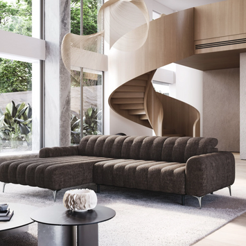 Colțar Pandora I, 283 cm, Extensie Electrică a Șezutului, Funcție Dormit 230 x 90 cm, Tetiere Reglabile, Design Premium
