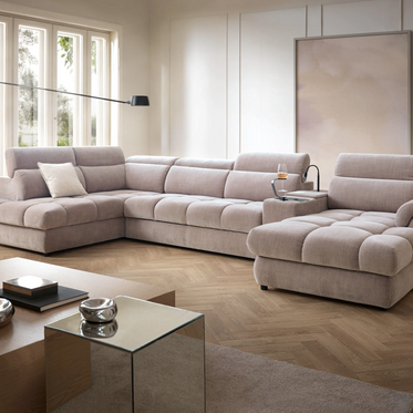 Colțar Modular Vento, 398 cm, Funcție Pat 210 x 130 cm, Tetiere Reglabile, Spațiu Depozitare, Design Premium