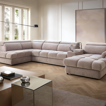 Colțar Modular Vento, 398 cm, Funcție Pat 210 x 130 cm, Tetiere Reglabile, Spațiu Depozitare, Design Premium