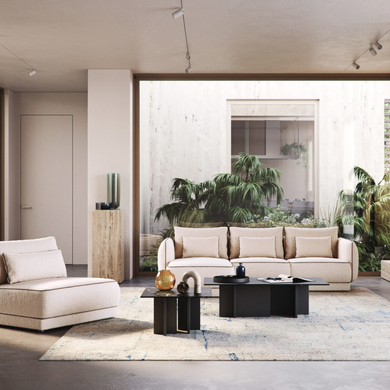 Colțar Modular Yvette, 290 cm, Perne cu Puf Natural, Spumă HR Premium, Design Contemporan Luxury