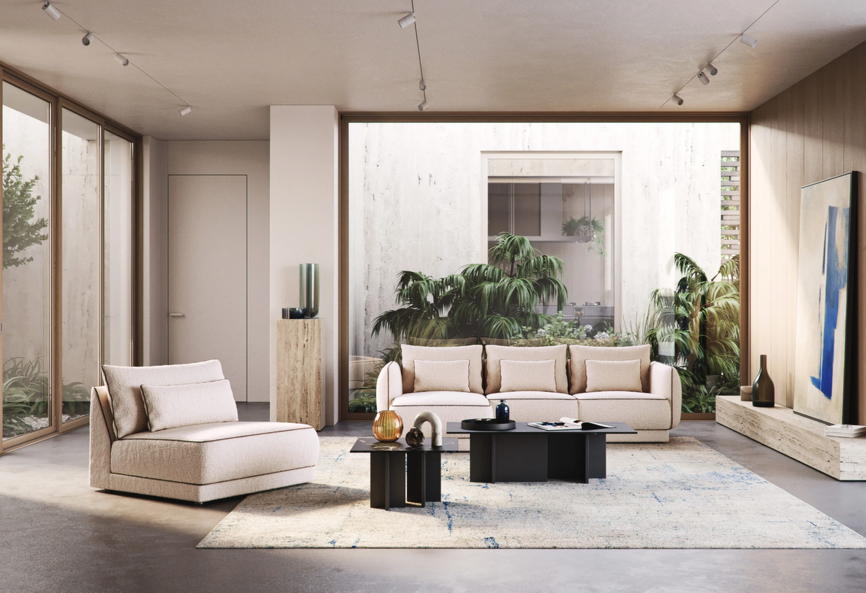 Colțar Modular Yvette Compact, 265 cm, Perne cu Puf Natural, Spumă HR Premium, Design Luxury Contemporan