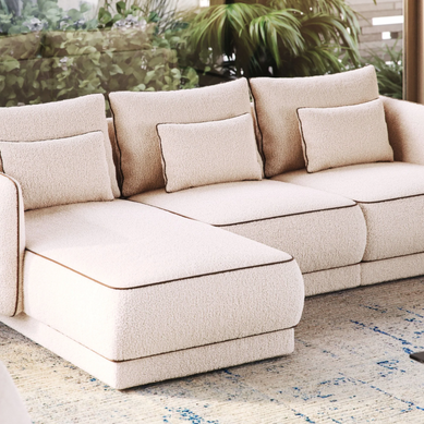 Colțar Modular Yvette, 290 cm, Perne cu Puf Natural, Spumă HR Premium, Design Contemporan Luxury