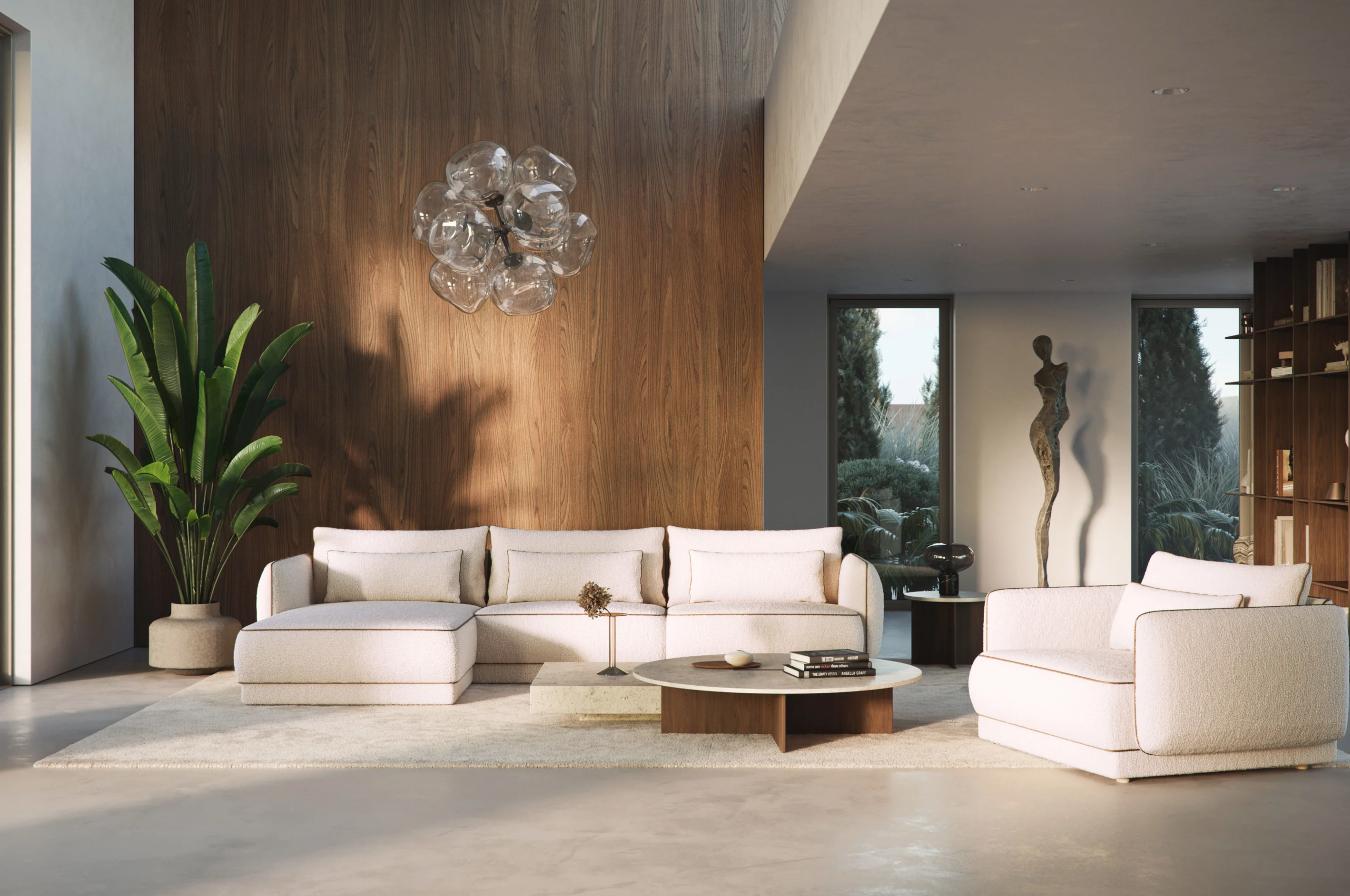 Colțar Modular Yvette, 340 cm, Perne cu Puf Natural, Spumă HR Premium, Design Luxury Contemporan