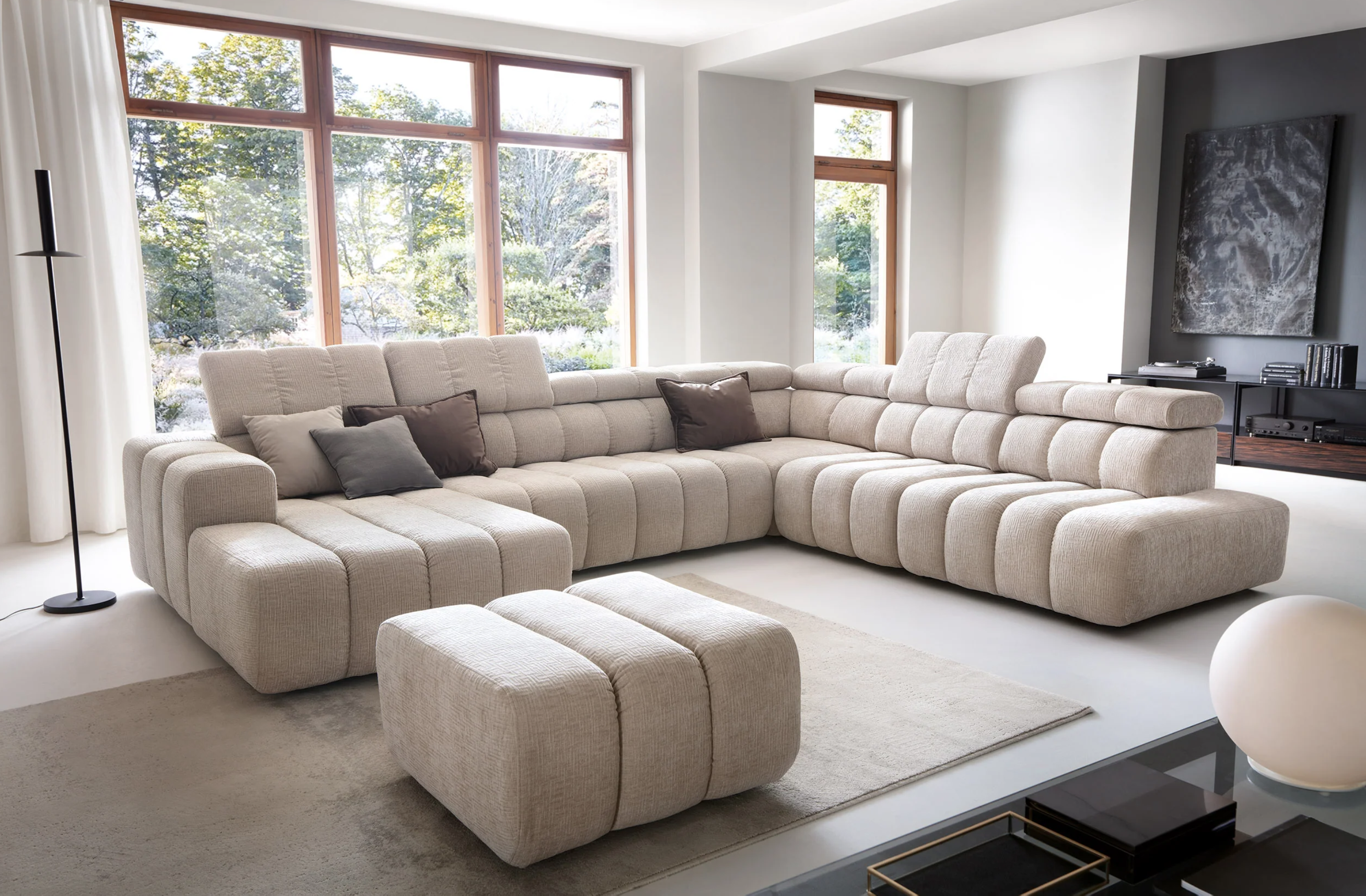 Colțar Modular Noella, 367 cm, Extensie Electrică Șezut, Tetiere Reglabile, Design Premium Luxury