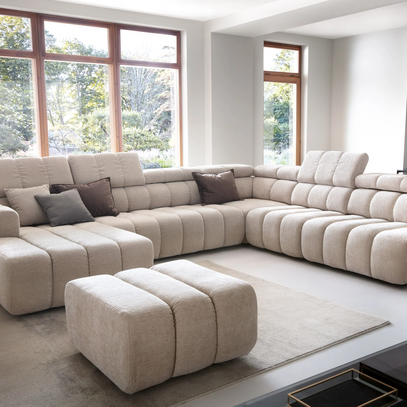 Colțar Modular Noella, 367 cm, Extensie Electrică Șezut, Tetiere Reglabile, Design Premium Luxury