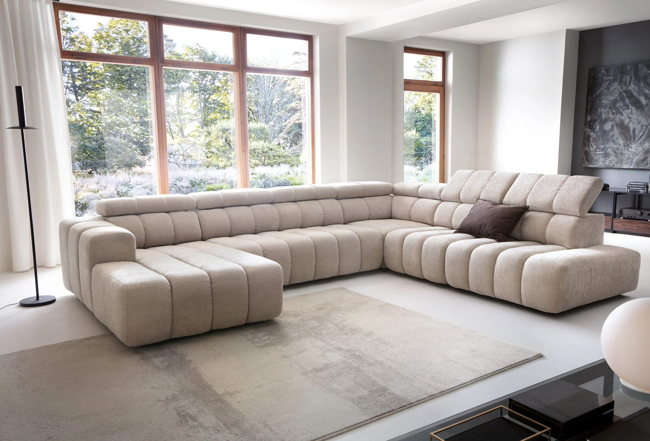 Colțar Modular Noella, 367 cm, Extensie Electrică Șezut, Tetiere Reglabile, Design Premium Luxury