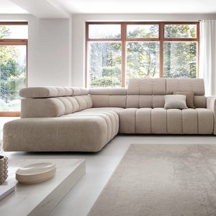 Colțar Noella, Extensie Electrică Șezut, Tetiere Reglabile, Spumă HR Premium, Design Modern Luxury