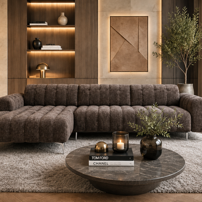 Colțar Pandora I, 283 cm, Extensie Electrică a Șezutului, Funcție Dormit 230 x 90 cm, Tetiere Reglabile, Design Premium