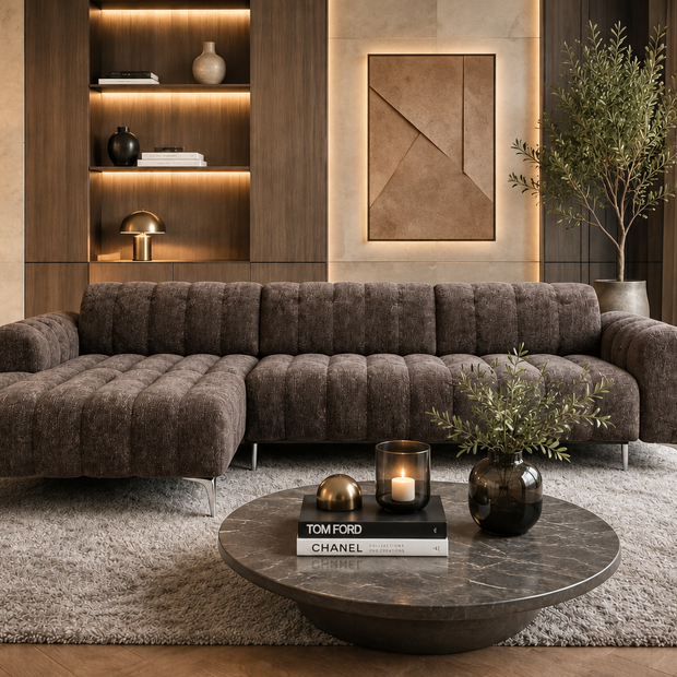 Colțar Pandora I, 283 cm, Extensie Electrică a Șezutului, Funcție Dormit 230 x 90 cm, Tetiere Reglabile, Design Premium