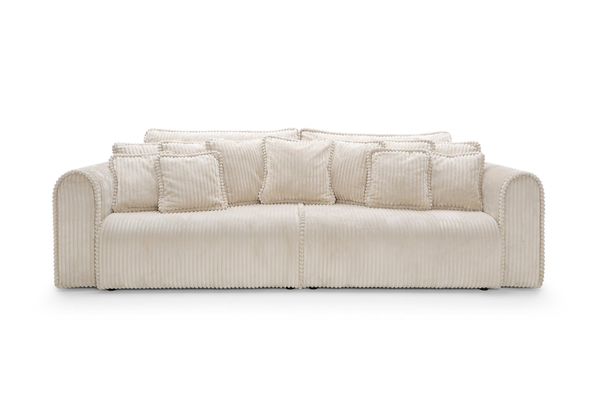 Canapea extensibilă Massimo XL, 4 în 1, 302 cm, Funcție Pat 240 x 180 cm, Ladă de Depozitare, Design Modern Premium