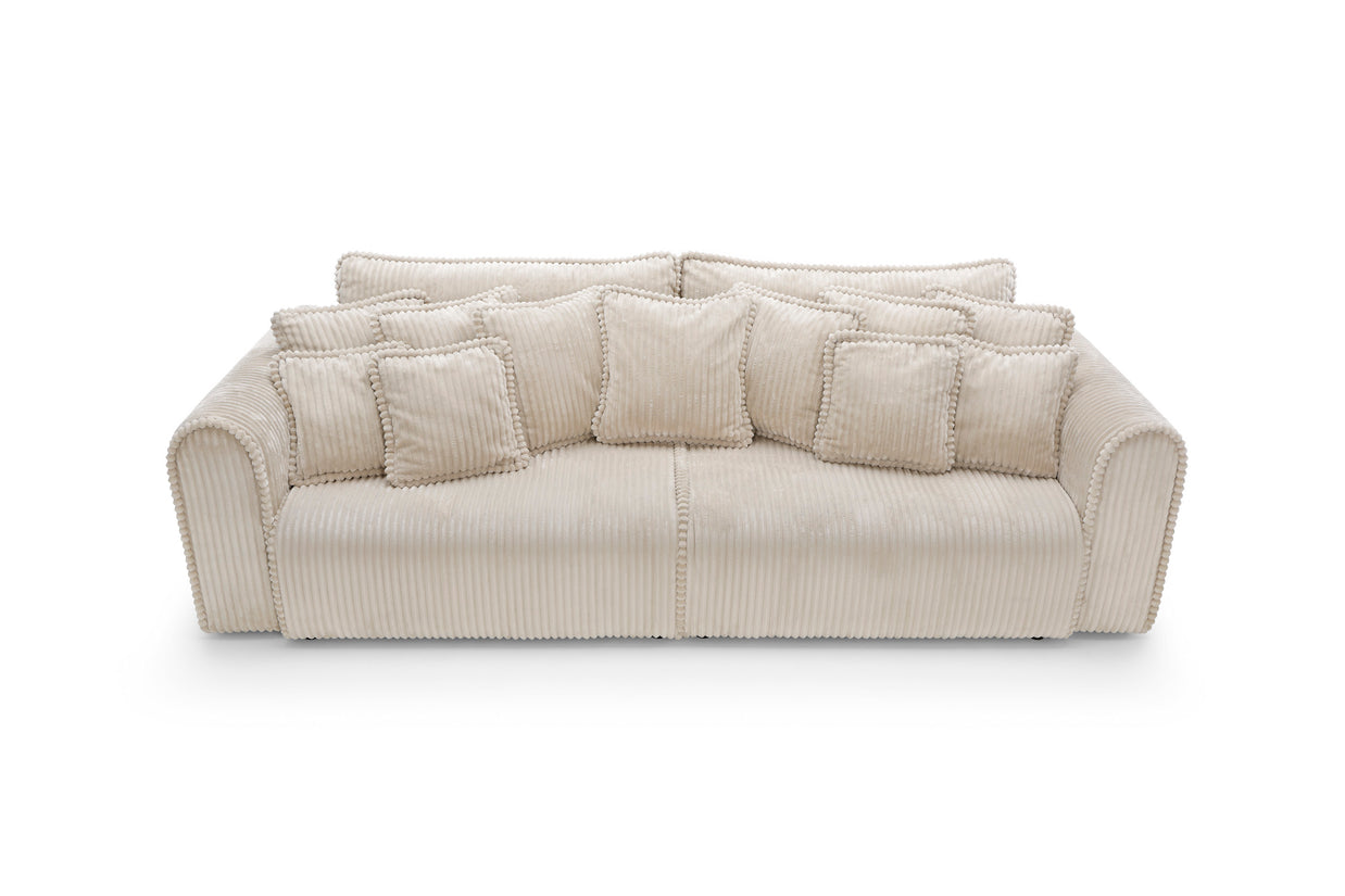 Canapea extensibilă Massimo XL, 4 în 1, 302 cm, Funcție Pat 240 x 180 cm, Ladă de Depozitare, Design Modern Premium