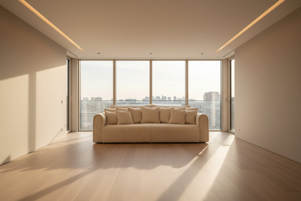 Canapea extensibilă Massimo XL, 4 în 1, 302 cm, Funcție Pat 240 x 180 cm, Ladă de Depozitare, Design Modern Premium