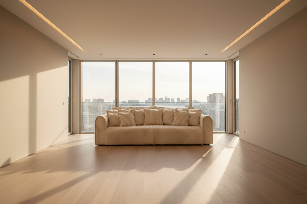 Canapea extensibilă Massimo XL, 4 în 1, 302 cm, Funcție Pat 240 x 180 cm, Ladă de Depozitare, Design Modern Premium