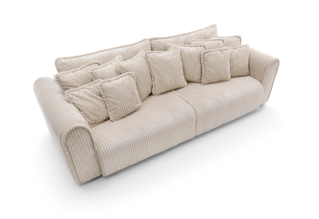 Canapea extensibilă Massimo XL, 4 în 1, 302 cm, Funcție Pat 240 x 180 cm, Ladă de Depozitare, Design Modern Premium