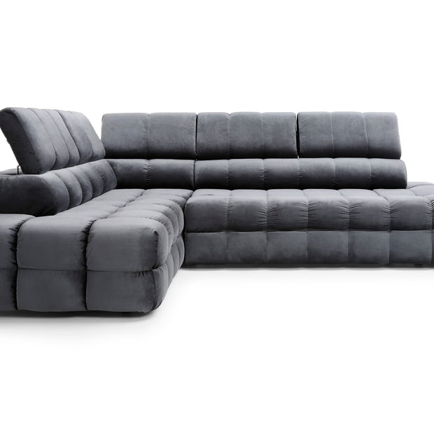 Colțar Extensibil Nora, 283 cm, Pat 206 x 142 cm, Ladă Depozitare, Tetiere Reglabile, Design Premium