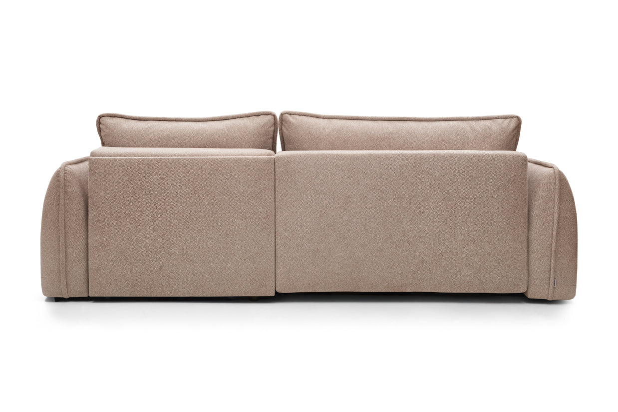 Colțar Extensibil Tulum, 267 cm, Funcție Pat 200 x 164 cm, Ladă de Depozitare, Design Boho Modern Premium