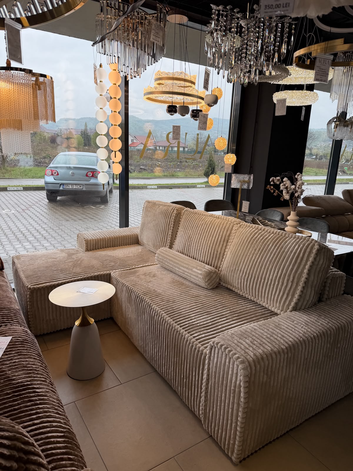 Colțar Extensibil Riva, 255 cm, Pat 200 x 160 cm, Șezlong 170 cm, Design Modern Premium