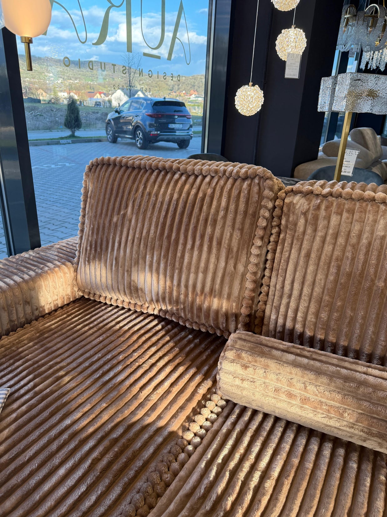 Colțar Extensibil Riva, 255 cm, Pat 200 x 160 cm, Șezlong 170 cm, Design Modern Premium