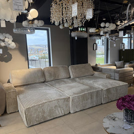 Canapea Modulară Riva, 353 x 193 x 96cm , Taburet Inclus, Configurare Modulară, Suprafață Mare de Dormit, Design Premium