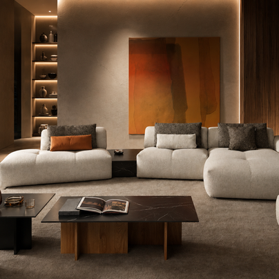 Canapea Modulară Confort, 436 cm, Spumă HR Premium, Design Minimalist, Configurare Modulară, Stil Contemporan cu Măsuță Integrată