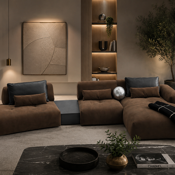 Canapea Modulară Confort Maro, 436 cm, Spumă HR Premium, Design Minimalist, Configurare Modulară, Stil Contemporan cu Măsuță Integrată