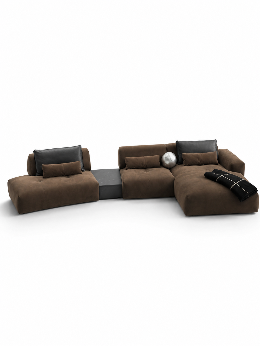 Canapea Modulară Confort Maro, 436 cm, Spumă HR Premium, Design Minimalist, Configurare Modulară, Stil Contemporan cu Măsuță Integrată