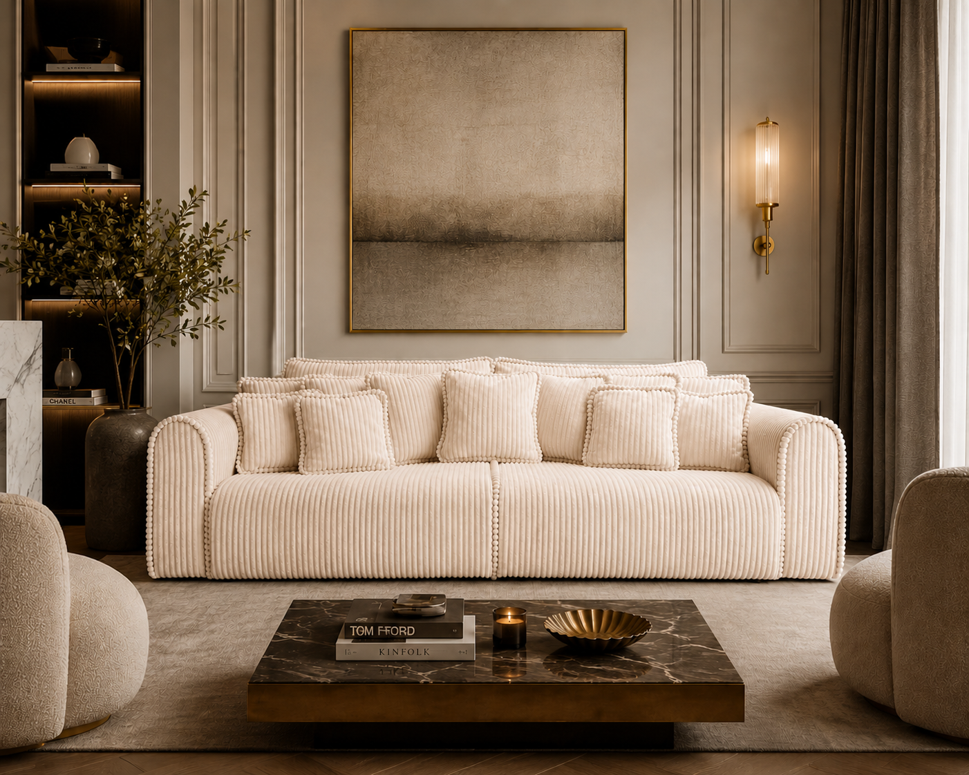 Canapea extensibilă Massimo XL, 4 în 1, 302 cm, Funcție Pat 240 x 180 cm, Ladă de Depozitare, Design Modern Premium