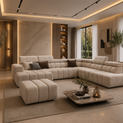 Colțar Modular Noella, 367 cm, Extensie Electrică Șezut, Tetiere Reglabile, Design Premium Luxury