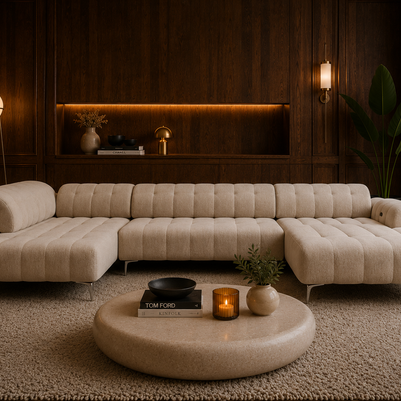 Colțar Pandora III, 290 x 221 cm, Extensie Electrică a Șezutului, Tetiere Reglabile, Design Modern Premium