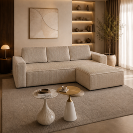 Colțar Extensibil Riva, 255 cm, Pat 200 x 160 cm, Șezlong 170 cm, Design Modern Premium
