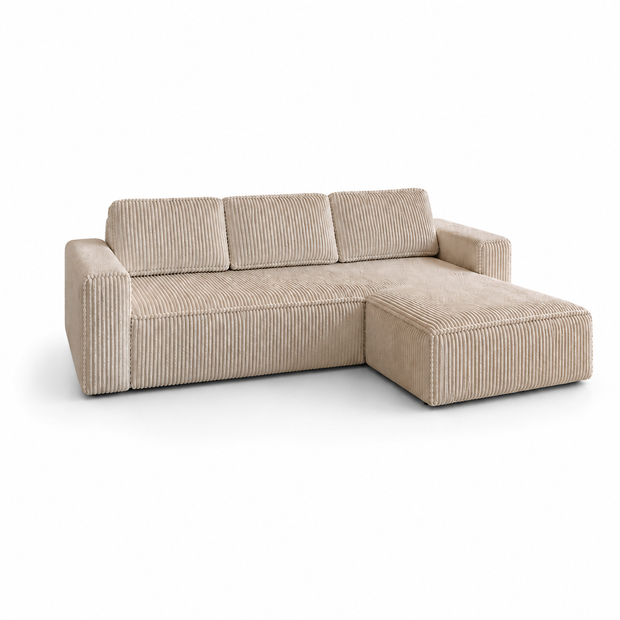 Colțar Extensibil Riva, 255 cm, Pat 200 x 160 cm, Șezlong 170 cm, Design Modern Premium