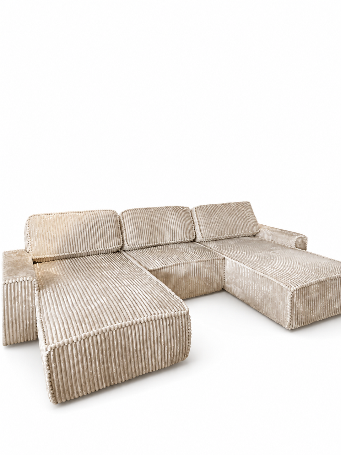 Canapea Modulară Riva, 353 x 193 x 96cm , Taburet Inclus, Configurare Modulară, Suprafață Mare de Dormit, Design Premium