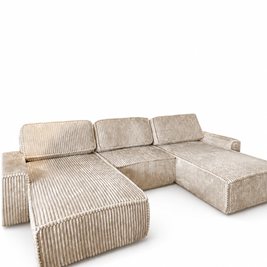 Canapea Modulară Riva, 353 x 193 x 96cm , Taburet Inclus, Configurare Modulară, Suprafață Mare de Dormit, Design Premium